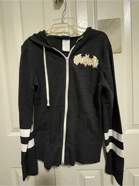 Batman Black Hoodie with Yellow Logo and White Trim